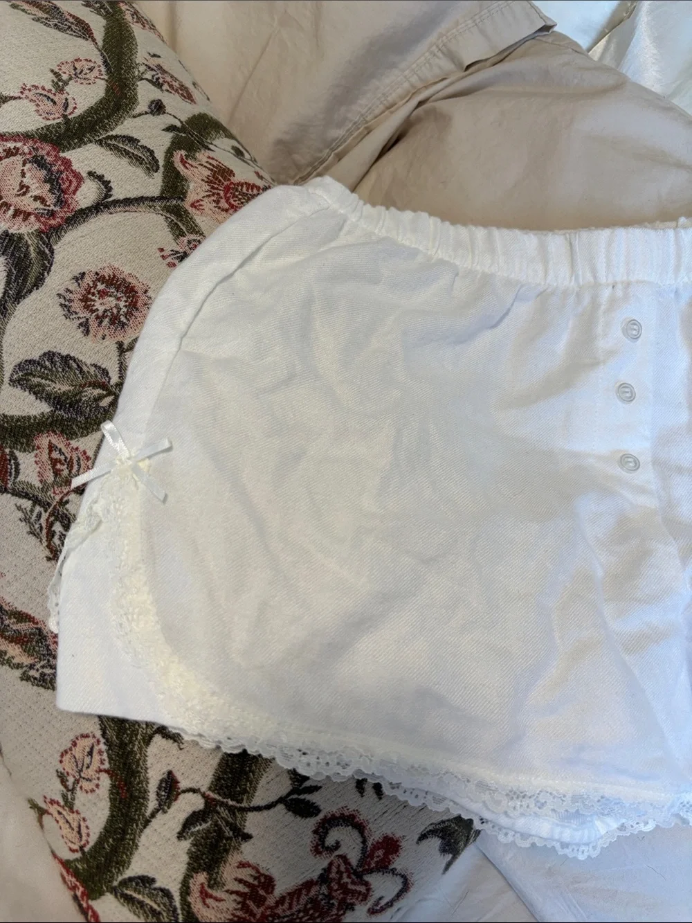 Women's White Lace-Trim Sleep Shorts